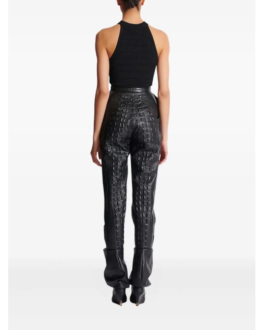 balmain-crocodile-effect-embossed-high-waisted-trousers-in-grey-lyst-uk