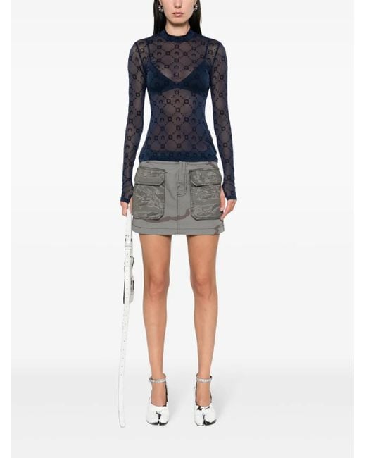 Marine Serre Moonogram Mesh Longsleeved Top in Blue | Lyst
