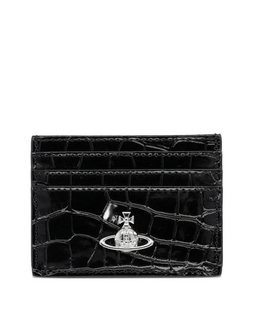 Vivienne Westwood Black Crocodile-Effect Orb Wallet