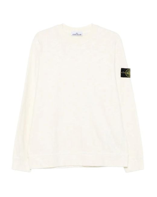 Maglione 6100053 Con Tasca Applicata di Stone Island in White da Uomo