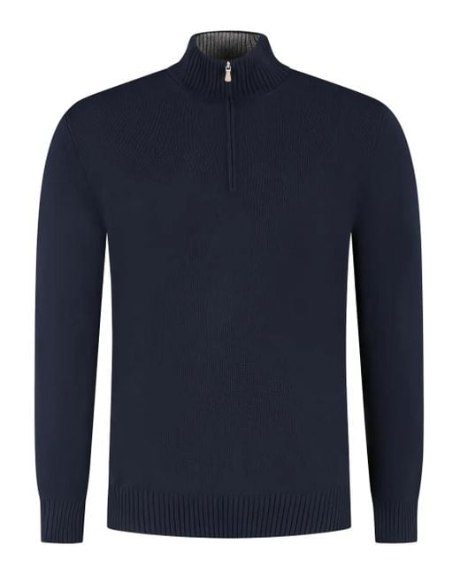 メンズ Gran Sasso ハイネック ハーフジップセーター Blue