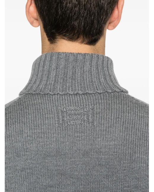 Drumohr Gray Roll-Neck Wool Sweater for men
