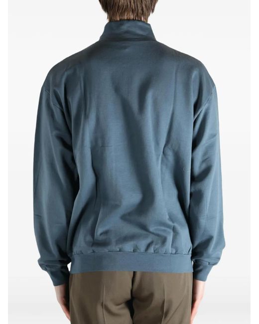 Auralee Blue Half-Zip Sweatshirt for men