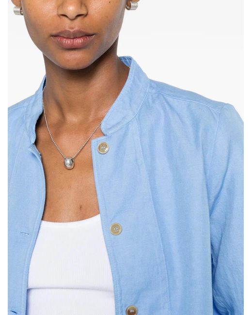 ROSSO35 Blue Mandarin-Collar Button-Up Jacket