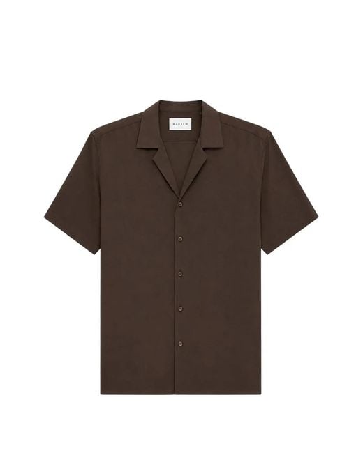 MARSĒM Brown Short-Sleeved Camp-Collar Shirt for men