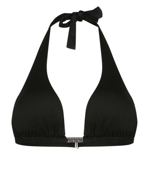 Fisico Black Crystal-embellished Bikini Top