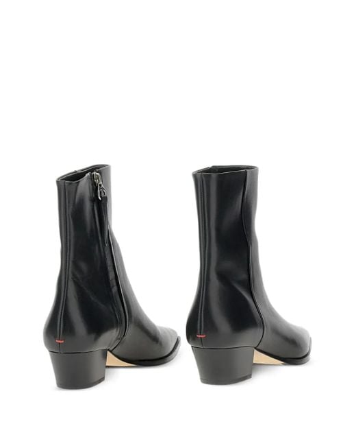 Aeyde Black Zip-Detail Pointed-Toe Boots