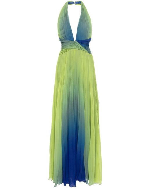 Blanca Vita Blue Gradient-effect Halterneck Dress