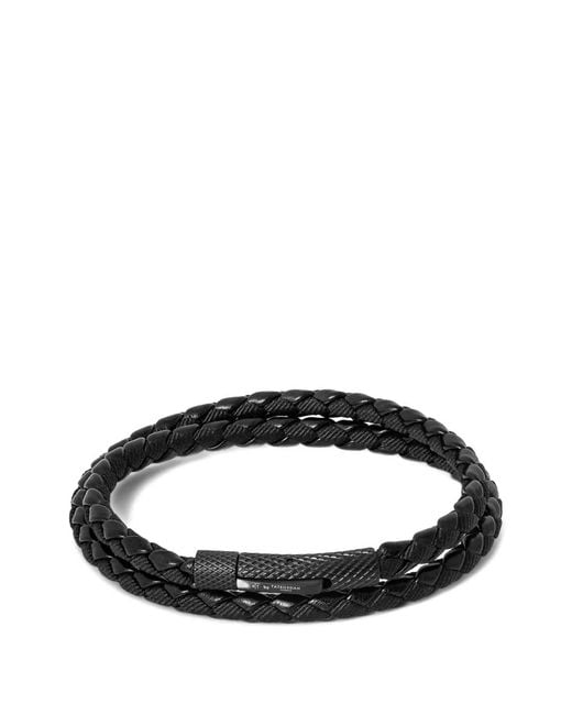 Tateossian Black Chelsea Braided Double-Wrap Bracelet