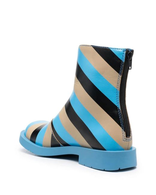Camper Blue Striped Ankle Boots