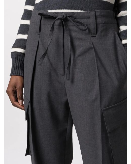 Brunello Cucinelli Gray Tailored Trousers With Drawstring