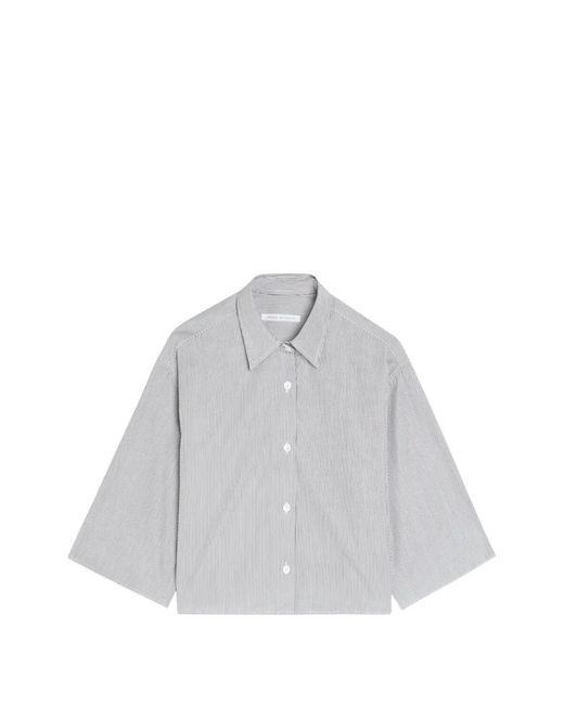 Maria McManus White Pinstripe-Pattern Cropped Shirt