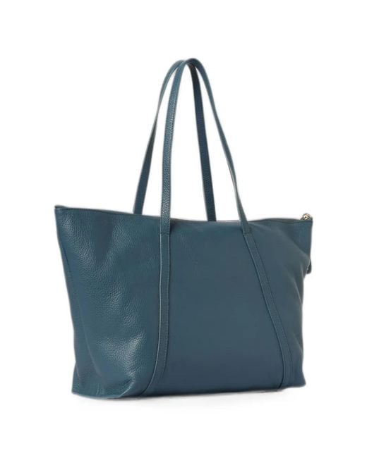 Coccinelle Blue Nory Grained Leather Shoulder Bag