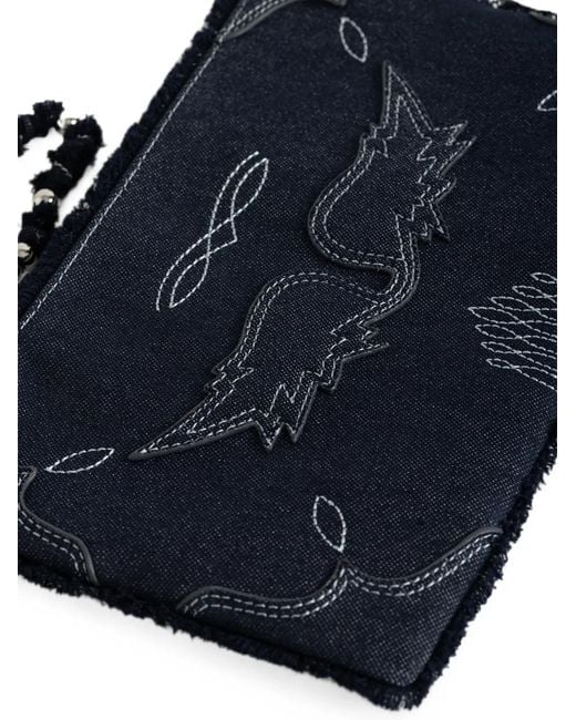 Zadig & Voltaire Blue Pochette De Voyage Effilochée Brodée