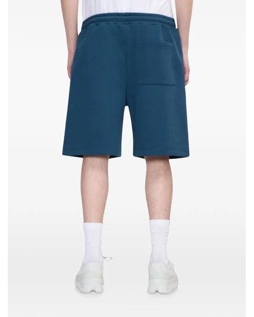 flâneur Blue Sounds Good Spray Logo-Print Cotton Shorts for men