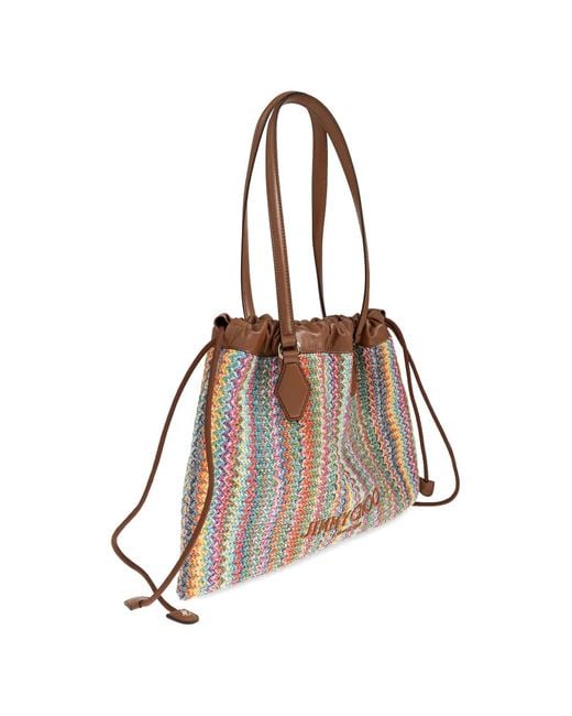 Jimmy Choo Brown Zigzag-Woven Leather-Trim Tote Bag