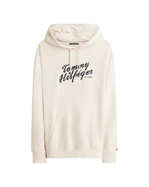 Tommy Hilfiger White Hoodie À Logo Brodé for men