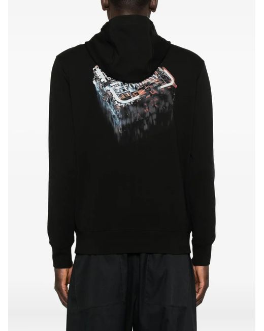 C P Company Black Logo-Patch Hoodie for men