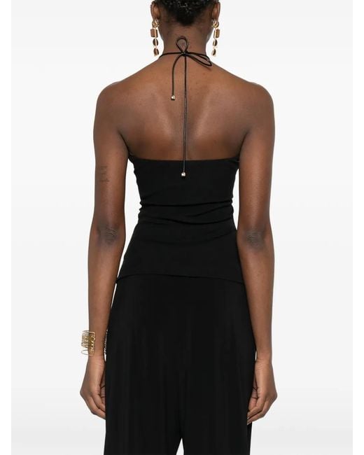 Nanushka Black Cutout Strap Bandeau Top