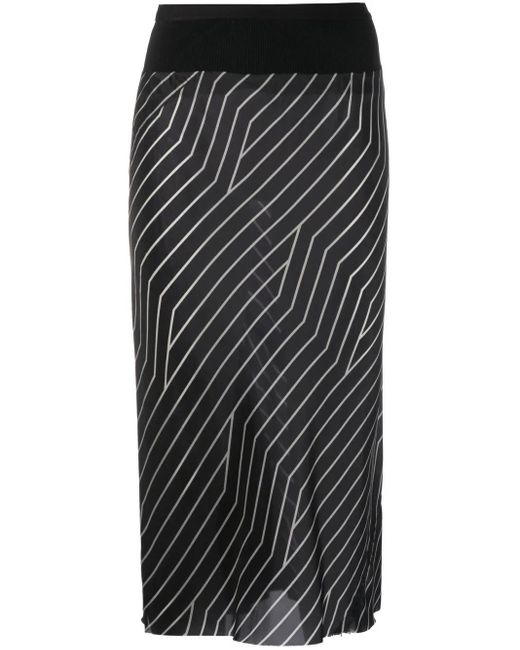 Rick Owens Black Multi-Way Stripe Midi Skirt