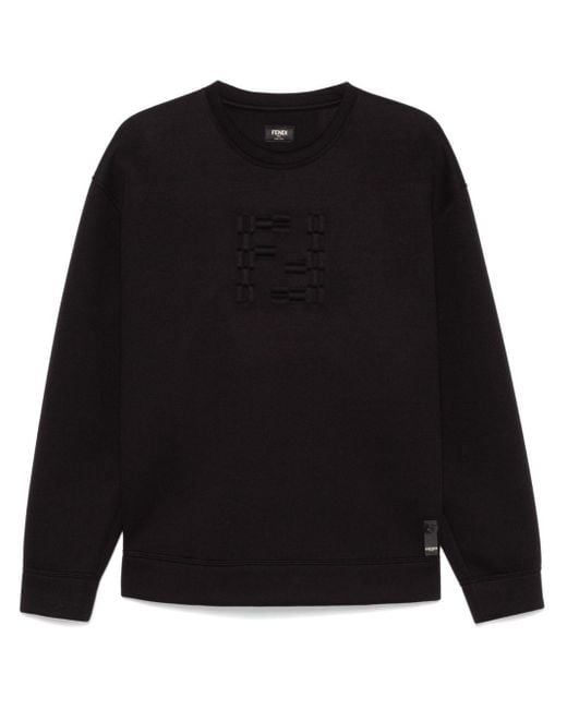 Fendi Black Logo-Embossed Sweatshirt for men