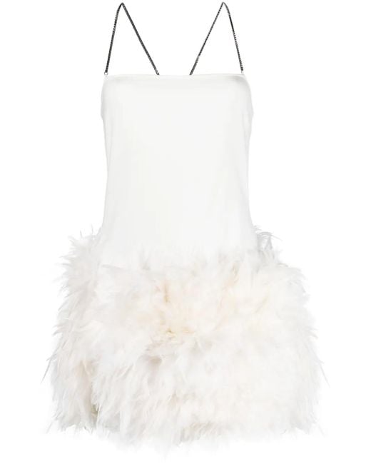 The Attico White Fujiko Feather-Trimmed Minidress