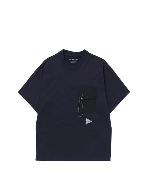 And Wander Blue Chest Pocket T-Shirt for men