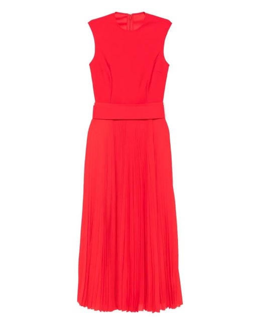 Solace London Red Sophie Pleated Sleeveless Maxi Dress