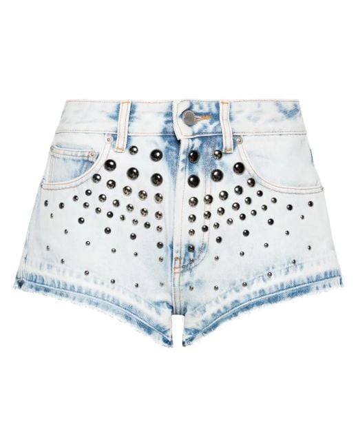 Short En Jean À Détails De Clous Alessandra Rich en coloris White
