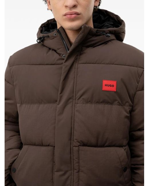 HUGO Brown Padded Hooded Jacket for men