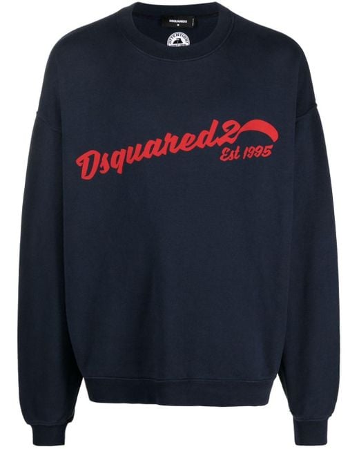 DSquared² Blue Logo-print Cotton Sweatshirt for men