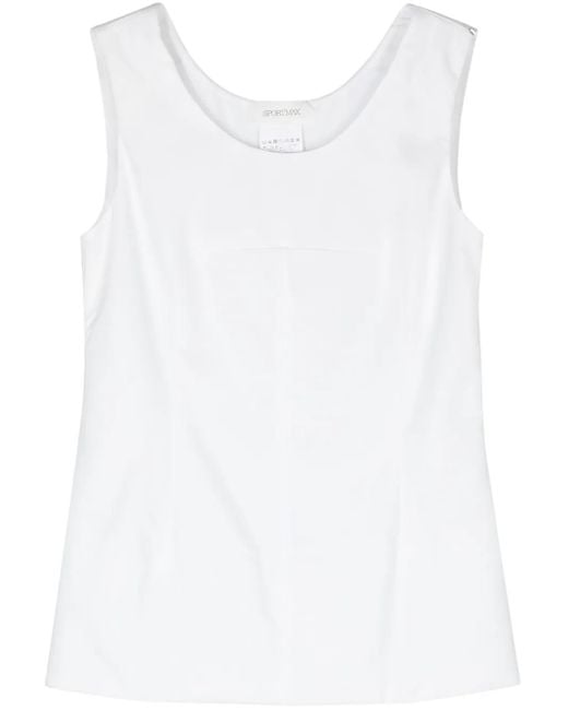 Sportmax White Padded-Panels Sleeveless Blouse