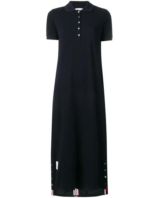 Thom Browne Blue Center-Back Stripe Piqué Polo Dress