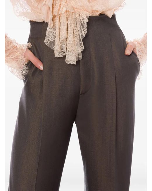 Alberta Ferretti ウールブレンド パンツ Brown