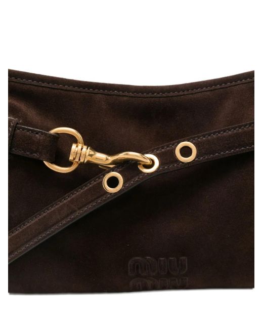 Miu Miu Black Wildleder-Schultertasche mit Hakenverschluss