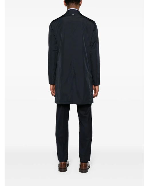Corneliani Blue Spread-Collar Buttoned Raincoat for men