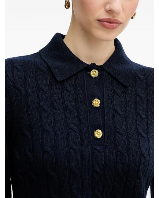 Barbour Blue Evie Cable Knit Polo Top