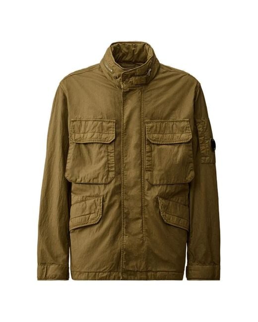 C P Company Green 50 Fili Wax Field Jacket for men