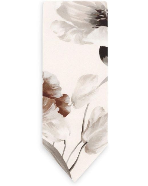 Dolce & Gabbana White Floral-print Cotton Tie for men