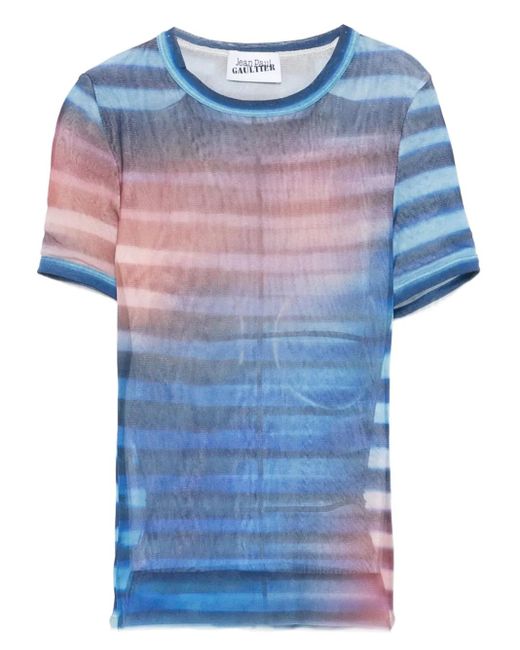 Haut En Mesh À Rayures Jean Paul Gaultier en coloris Blue