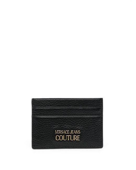 Versace Jeans Couture Black Logo-Plaque Leather Cardholder for men