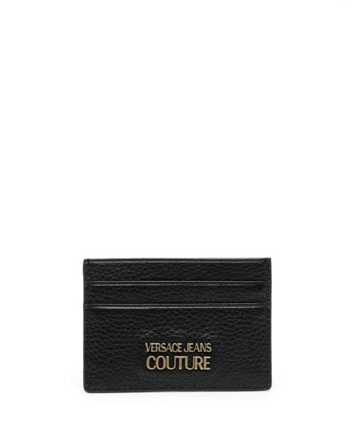 Versace Jeans Couture Black Logo-Plaque Leather Cardholder for men