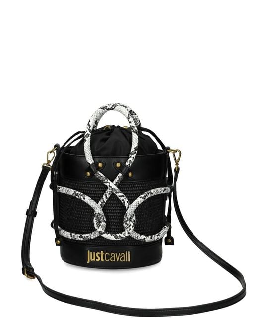 Just Cavalli Black Sac Seau À Effet Peau De Serpent