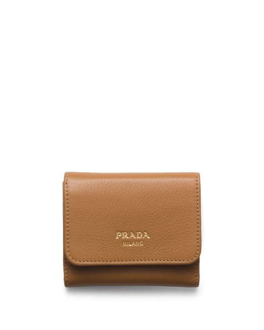 Prada Brown Logo-debossed Leather Wallet