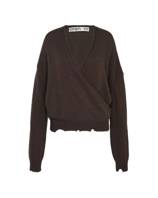 OPEN YY Black Wickelpullover