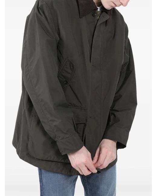 Nanamica Black Hooded Corduroy-Collar Jacket for men