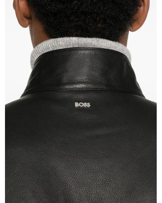 Boss Black Leather Jacket for men