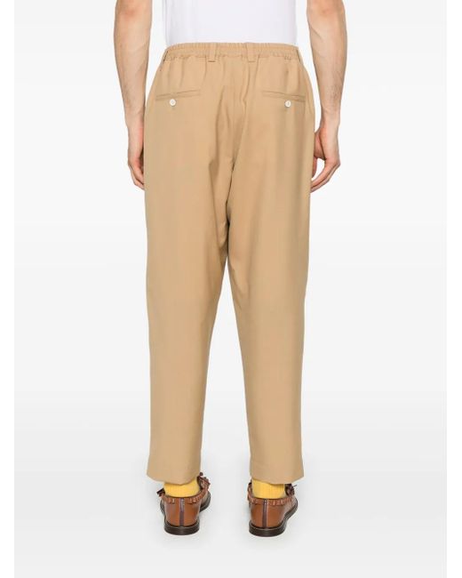 Marni Natural Wool Drawstring-Waist Trousers for men