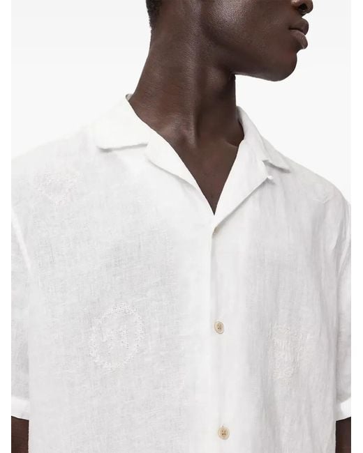 AllSaints White Sepal Short-Sleeve Linen Shirt for men