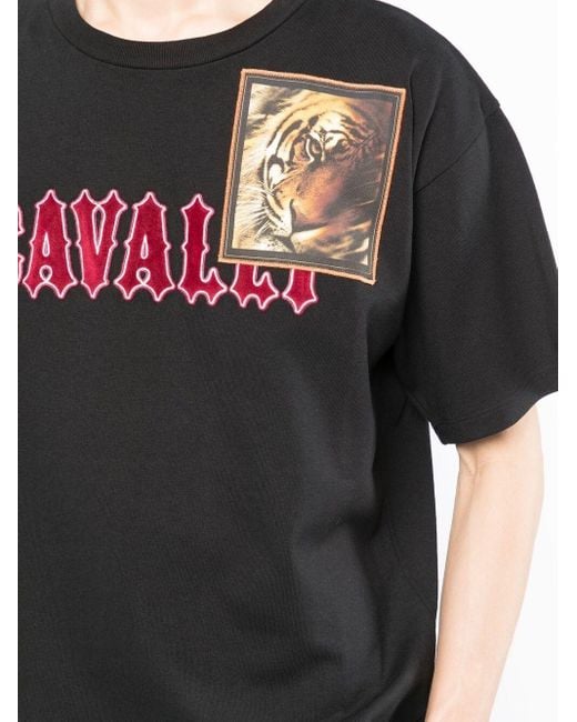 Camiseta con letras del logo Roberto Cavalli de hombre de color Black